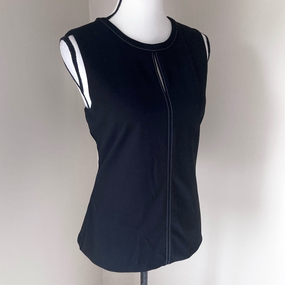 White House Black Market Black Crepe Shell Size L - Picture 6 of 11